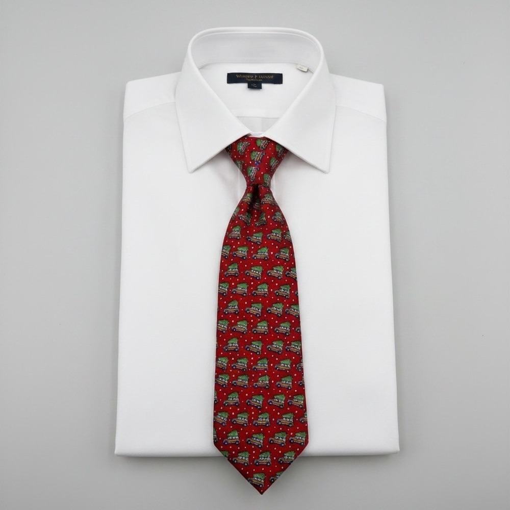 Vineyard Vines Boys Necktie Christmas Tree on Woody Station Wagon 100% Silk NEW